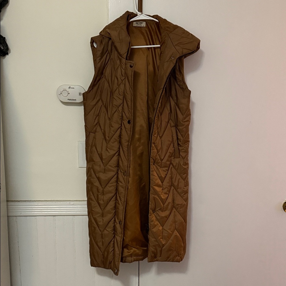 Brown Quilted Sleeveless Coat